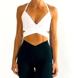 Alphalete White Strappy Criss Cross Sports Bra Size S